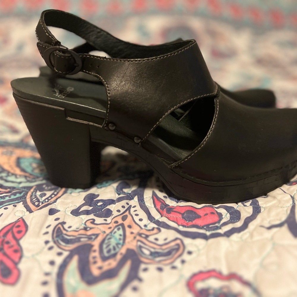 Brand new Dansko all leather black platform shoes